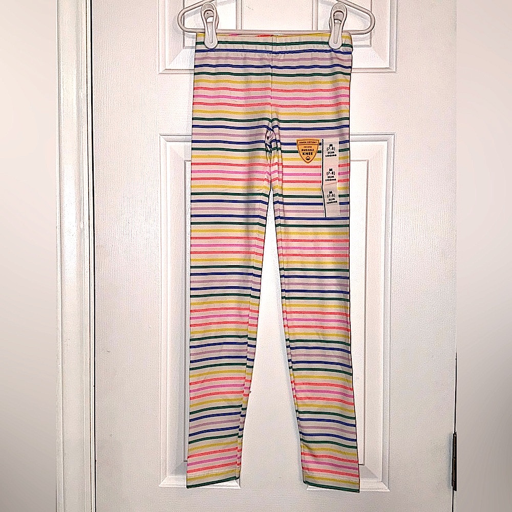 Cat & Jack colorful striped leggings size Girls Medium (7/8)Slim * NEW *